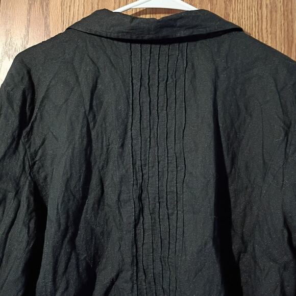 Chicos Textured Metallic Button Shirt Top XL Black Shimmer Evening Artwear - Picture 9 of 12